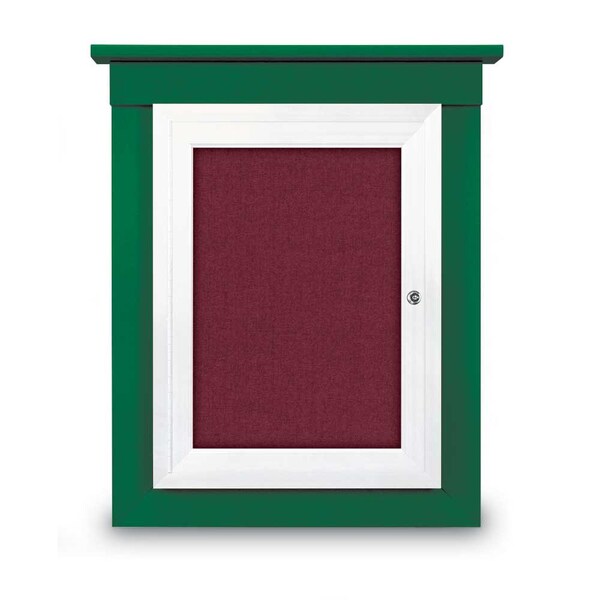 60"x48" 2-Door Enclosed Letterboard, Green Vinyl/Walnut